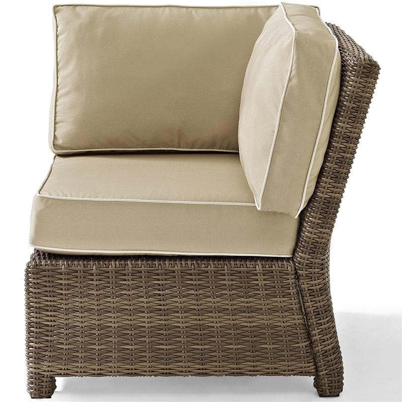 Afuera Living Modern 5 Piece Wicker Patio Sectional Set in Brown and Sand