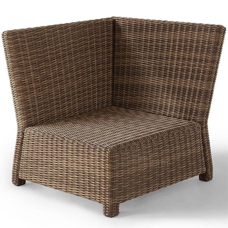 Afuera Living Modern 5 Piece Wicker Patio Sectional Set in Brown and Sand