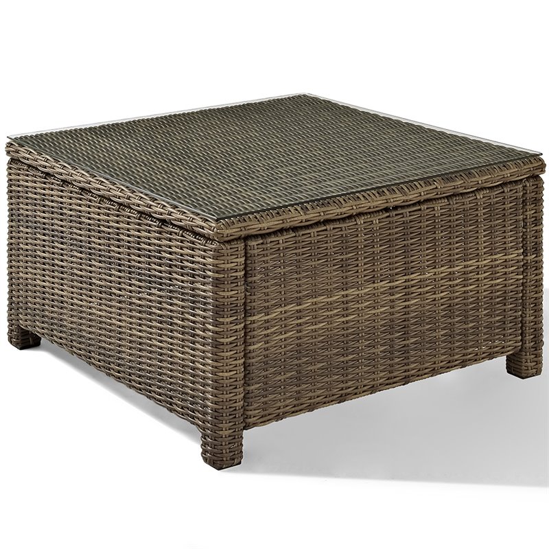 Afuera Living Modern 5 Piece Wicker Patio Sectional Set in Brown and Sand