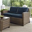 Afuera Living Modern Wicker Patio Loveseat in Brown and Navy