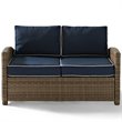 Afuera Living Modern Wicker Patio Loveseat in Brown and Navy