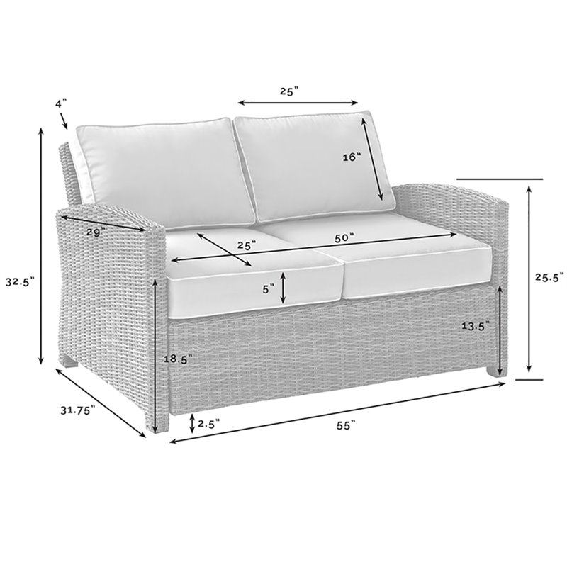 Afuera Living Modern Wicker Patio Loveseat in Brown and Sangria