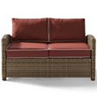 Afuera Living Modern 2 Piece Wicker Patio Sofa Set in Brown and Sangria