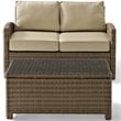Afuera Living Modern 2 Piece Wicker Patio Sofa Set in Brown and Sand