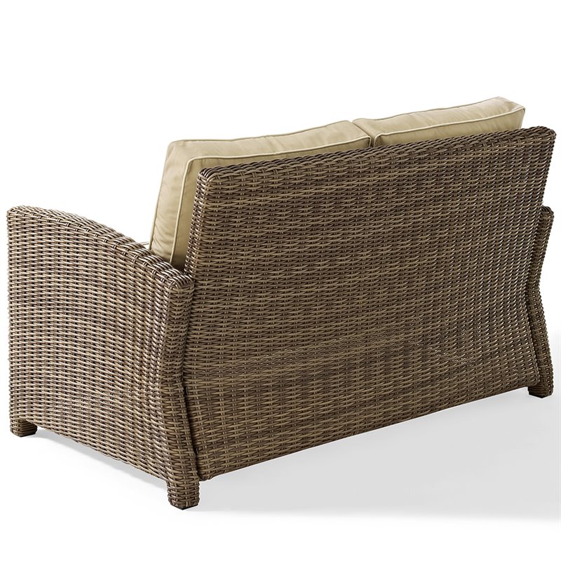 Afuera Living Modern 2 Piece Wicker Patio Sofa Set in Brown and Sand