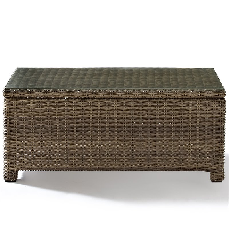 Afuera Living Modern 2 Piece Wicker Patio Sofa Set in Brown and Sand