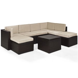 afuera living transitional 8 piece wicker patio sectional set in brown and sand