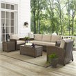 Afuera Living Transitional 5 Piece Wicker Patio Sofa Set in Brown and Sand