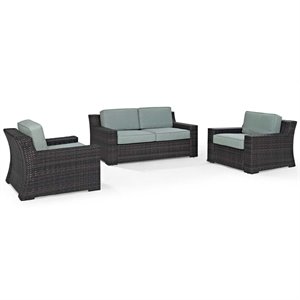 afuera living modern 3 piece wicker patio sofa set in brown and mist