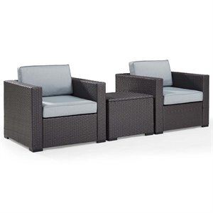 afuera living modern 3 piece wicker patio conversation set in brown and mist