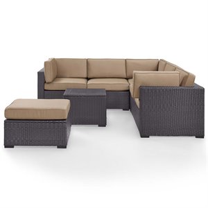 afuera living modern 5 piece wicker patio sectional set in brown and mocha