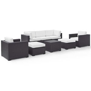 afuera living transitional 7 piece wicker patio sofa set in brown and white