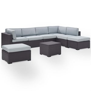 afuera living transitional 6 piece wicker patio sectional set in brown and mist