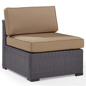 afuera living transitional wicker armless patio chair in brown and mocha