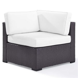 afuera living transitional wicker corner patio chair in brown and white