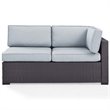 Afuera Living Wicker / Rattan & Fabric Patio Loveseat in Mist Blue/Brown