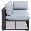 Afuera Living Wicker / Rattan & Fabric Patio Loveseat in Mist Blue/Brown