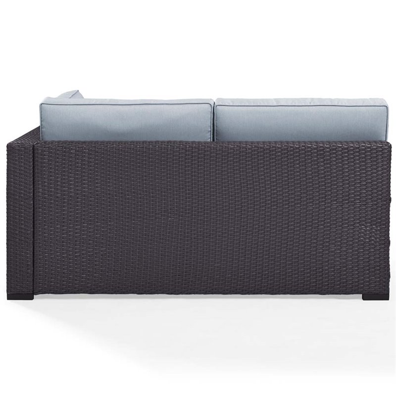 Afuera Living Wicker / Rattan & Fabric Patio Loveseat in Mist Blue/Brown