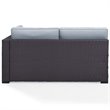 Afuera Living Wicker / Rattan & Fabric Patio Loveseat in Mist Blue/Brown