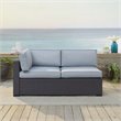 Afuera Living Wicker / Rattan & Fabric Patio Loveseat in Mist Blue/Brown