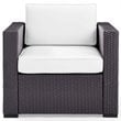 Afuera Living Wicker / Rattan & Fabric Patio Arm Chair in White/Brown