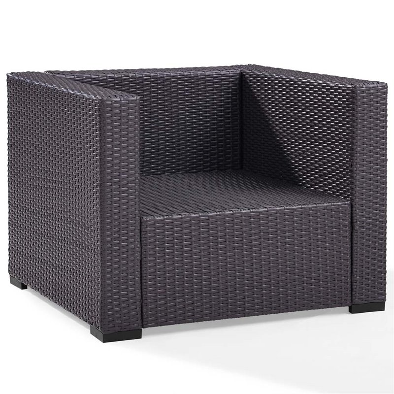 Afuera Living Wicker / Rattan & Fabric Patio Arm Chair in White/Brown