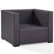 Afuera Living Wicker / Rattan & Fabric Patio Arm Chair in White/Brown