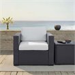 Afuera Living Wicker / Rattan & Fabric Patio Arm Chair in White/Brown