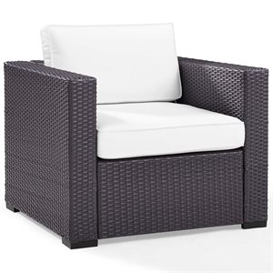 afuera living transitional wicker patio arm chair in brown and white