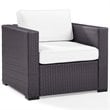 Afuera Living Wicker / Rattan & Fabric Patio Arm Chair in White/Brown