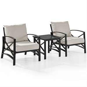 afuera living modern 3 piece patio conversation set in oil bronze and oatmeal