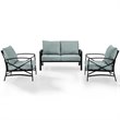 Afuera Living 3-Piece Metal/Fabric Sofa Set in Mist Green/Oil Rubbed Bronze
