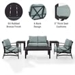 Afuera Living 6-Piece Metal/Fabric Sofa Set in Mist Green/Oil Rubbed Bronze
