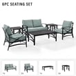 Afuera Living 6-Piece Metal/Fabric Sofa Set in Mist Green/Oil Rubbed Bronze