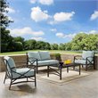 Afuera Living 4-Piece Metal/Fabric Sofa Set in Mist Green/Oil Rubbed Bronze