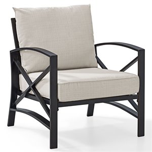 afuera living taditional metal patio arm chair in oil bronze and oatmeal