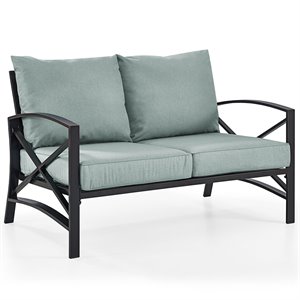 Afuera Living Metal/Fabric Patio Loveseat in Mist Green/Black