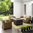 Afuera Living 4-Piece Wicker / Rattan Patio Fire Pit Sofa Set in Sand/Brown