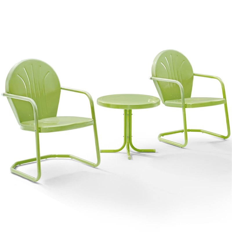 Afuera Living 3-Piece Industrial Metal Patio Conversation Set in Lime Gloss