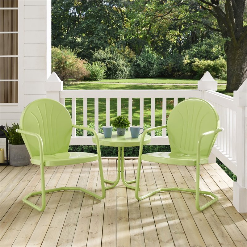 Afuera Living 3-Piece Industrial Metal Patio Conversation Set in Lime Gloss