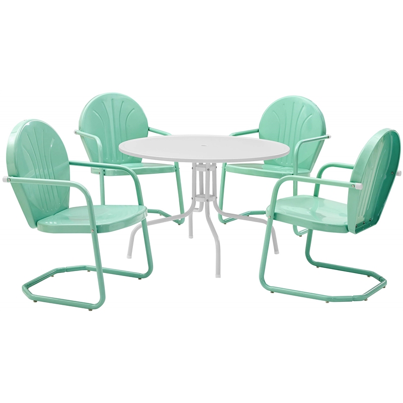 Afuera Living 5-Piece Modern Metal Patio Dining Set in Aqua/White