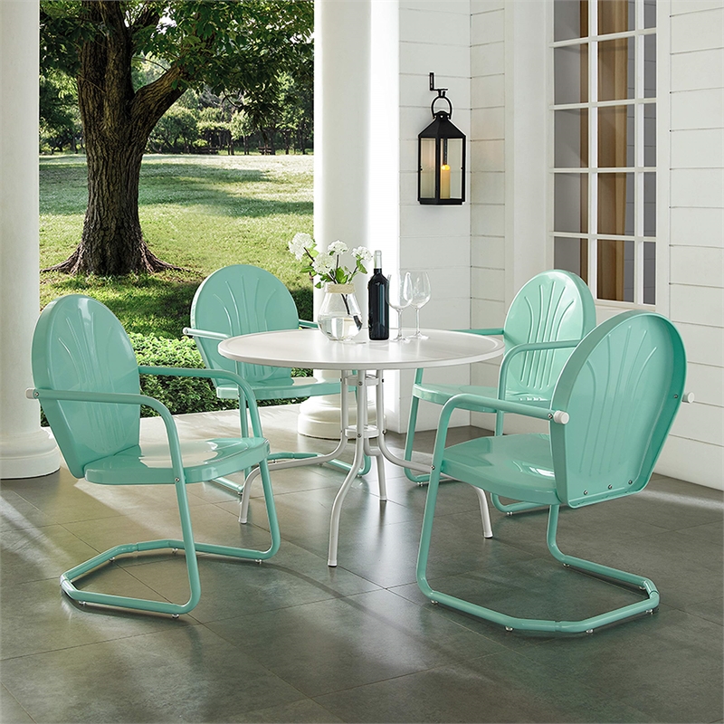 Afuera Living 5-Piece Modern Metal Patio Dining Set in Aqua/White