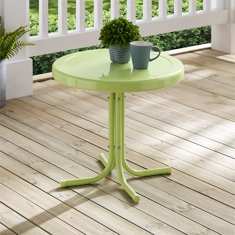 Afuera Living Modern Steel Metal Patio End Table in Lime Gloss
