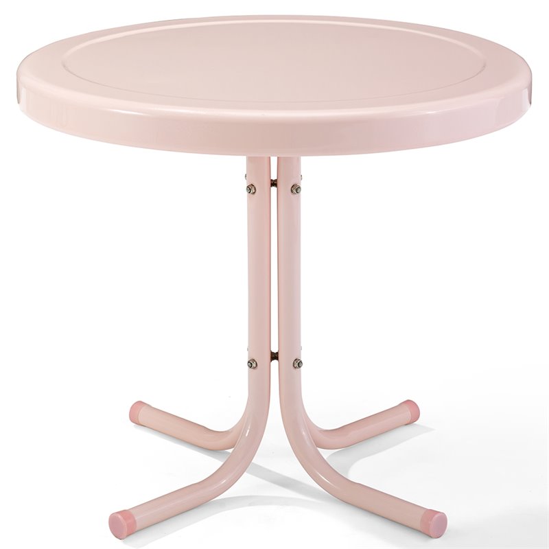 Afuera Living Modern Steel Metal Patio End Table in Pastel Pink