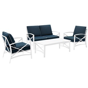 afuera living transitional 4 piece patio sofa set in navy and white