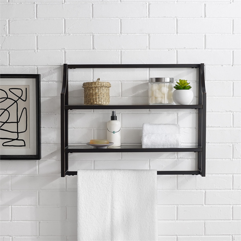 Afuera Living 2-Shelf Modern Metal Wall Shelf in Oil Rubbed Bronze