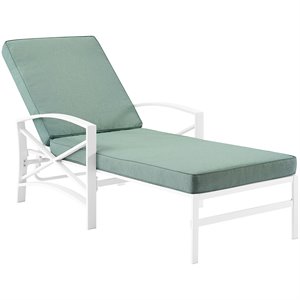 afuera living transitional metal patio chaise lounge in mist and white