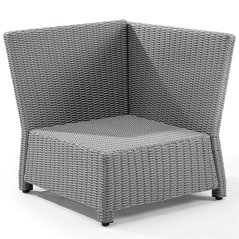 Afuera Living Transitional Wicker Patio Corner Chair in Gray