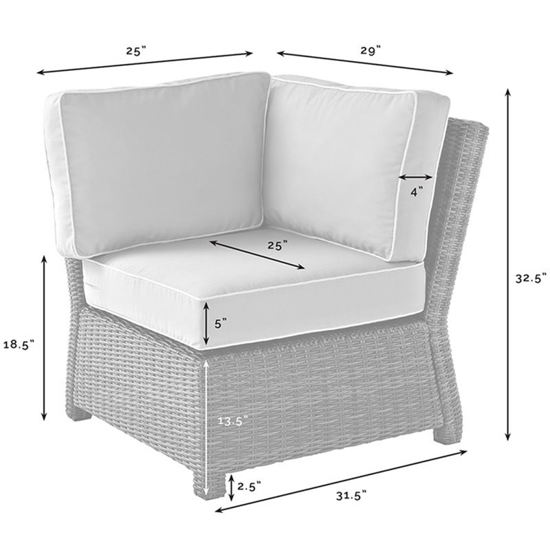 Afuera Living Transitional Wicker Patio Corner Chair in Gray