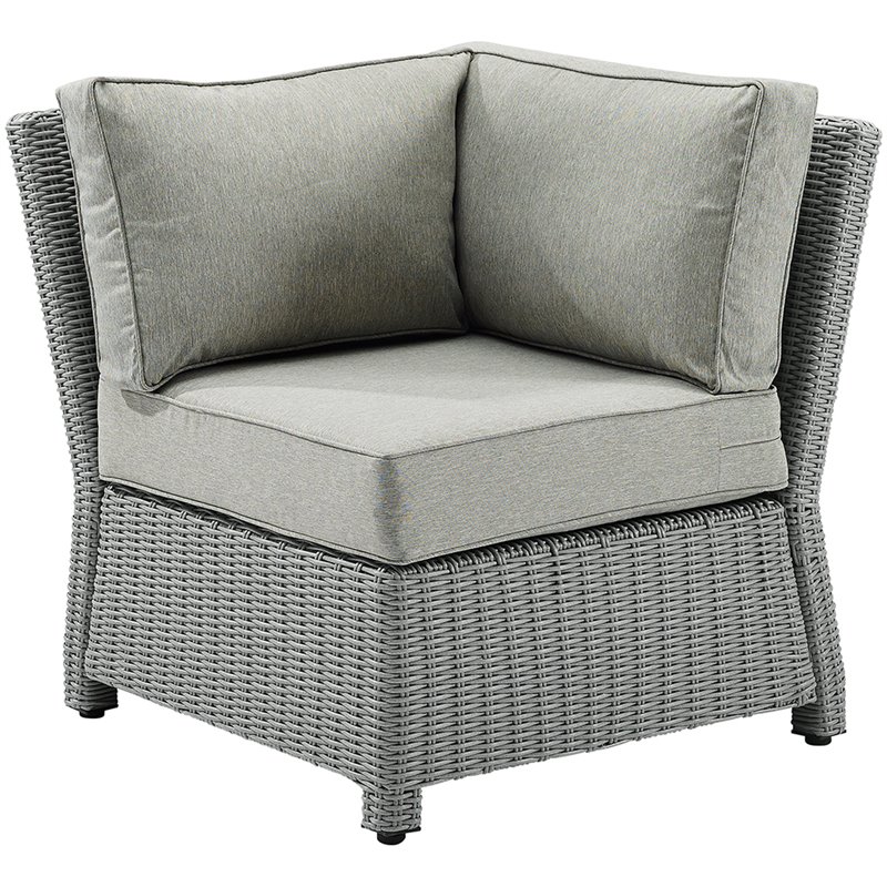 Afuera Living Transitional Wicker Patio Corner Chair in Gray